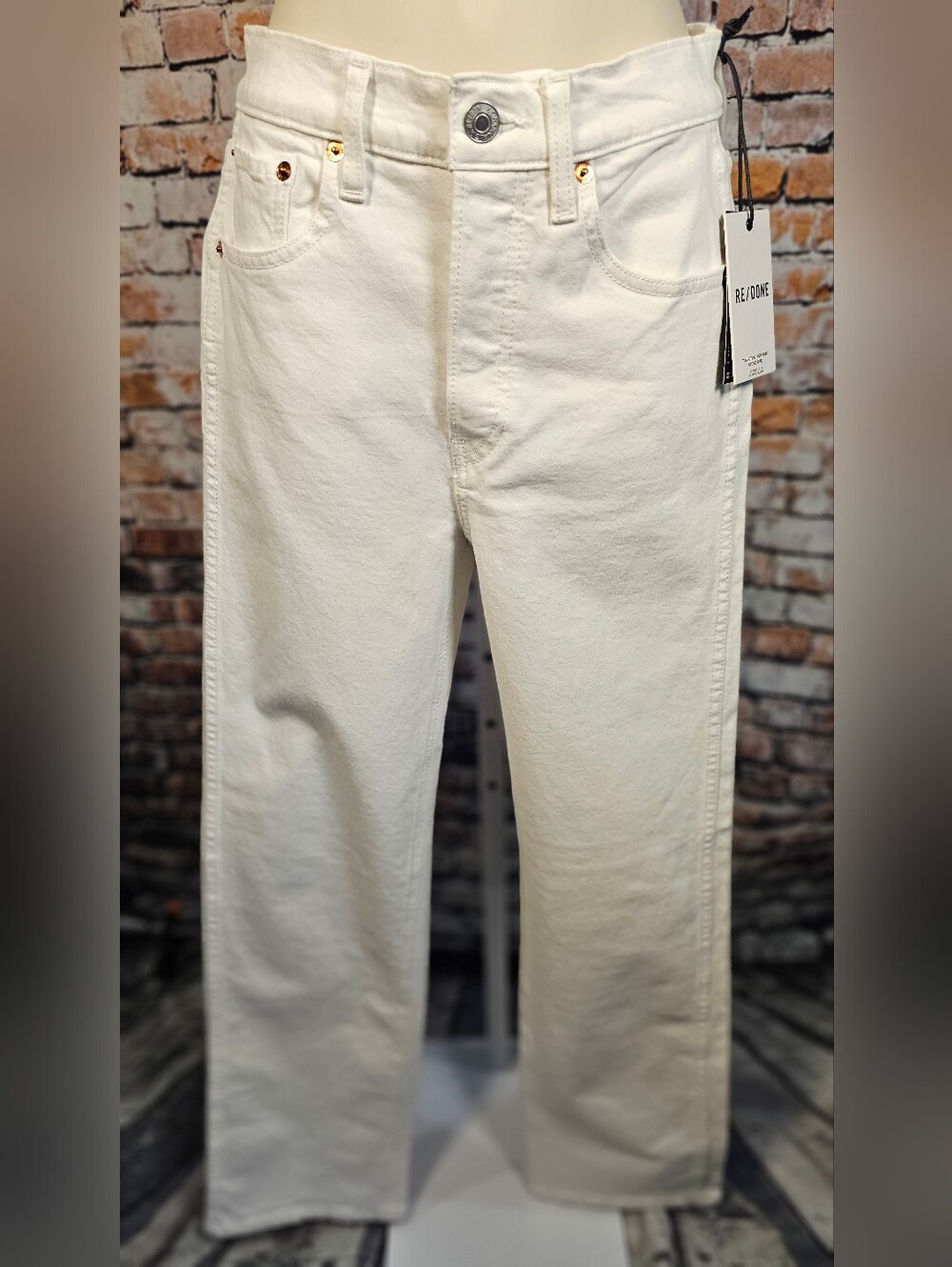 RE/DONE 70s Ultra High Rise Stove Pipe Jeans White NWT Size 25